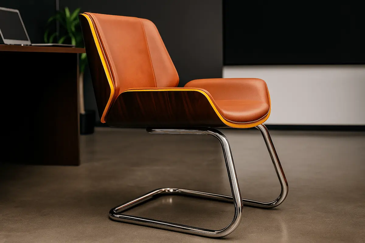 كرسي مكتب انتظار خشب قشره وجلد MS-13542