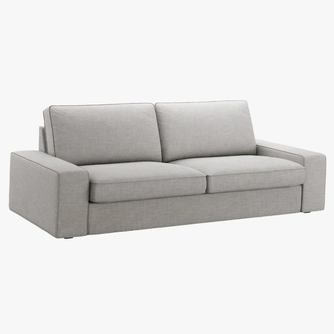 كنبة ثلاث مقاعد خشب زان أحمر وقماش كتان أو قطيفة MS-11154