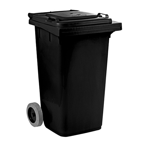 زباله بالعجل 240 لتر لون أسود بلاستيك عالي الجودة MS-13452