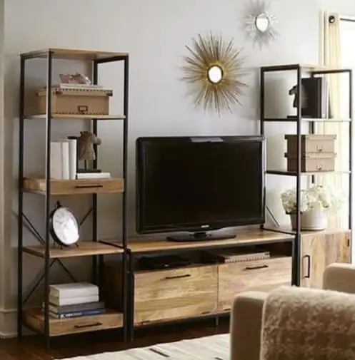 Modern TV unit steel electrostatic treated & MDF MS-11842