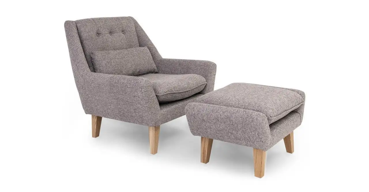 Modern capitone armchair, red beech wood, linen or velvet fabric MS-11226