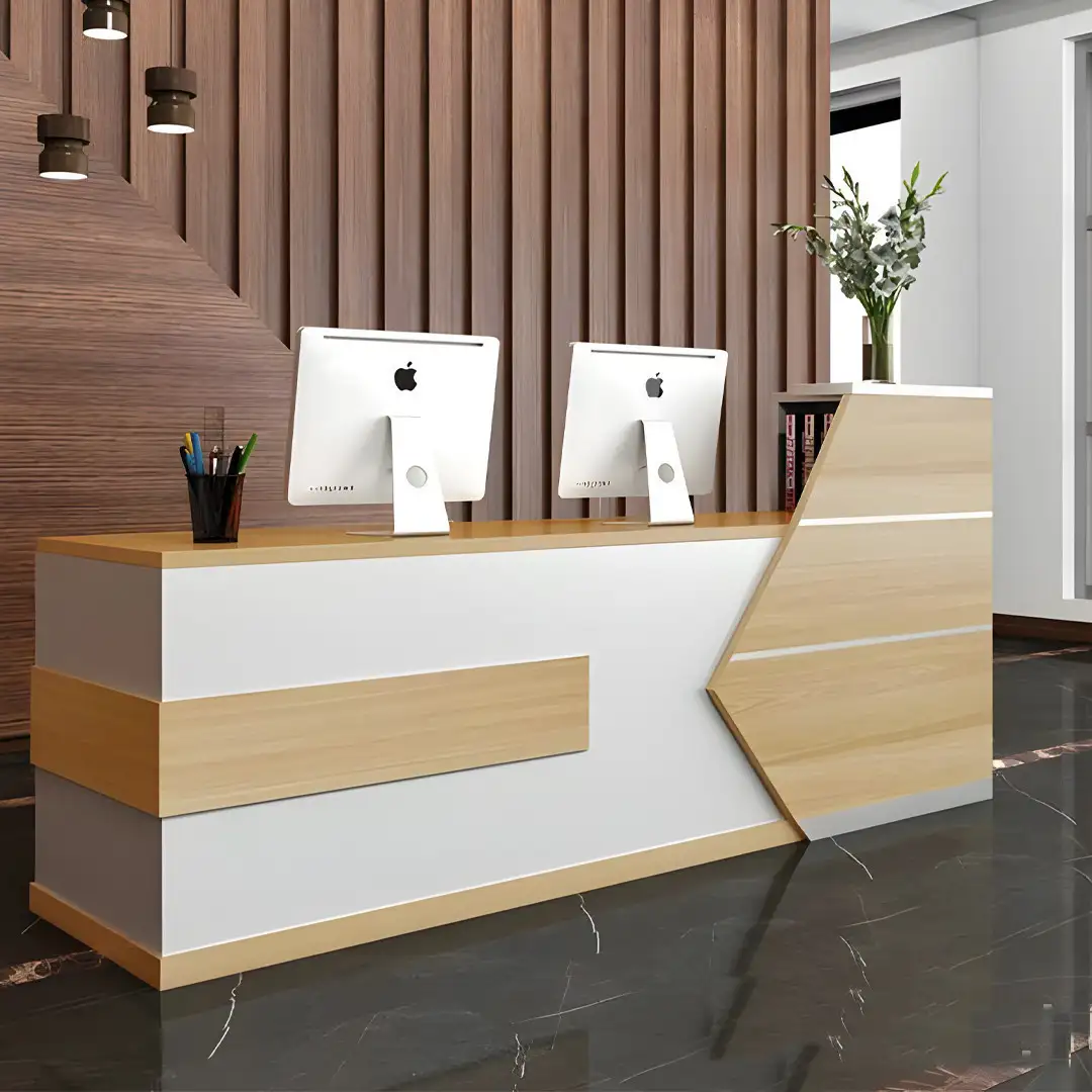 كاونتر استقبال مكتبي مودرن مصنوع من خشب ام دي اف اسباني مكسو بطبقة قشرة ميلامين MS-13016