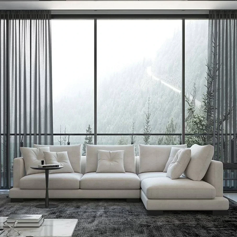 ركنة مودرن خشب زان أحمر وقماش كتان أو قطيفة عالي الجودة MS-11017