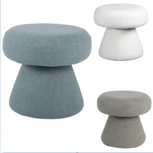 Round Pouf Chair Made of Plywood Wood with Imported Turkish Fabric MS-9176
