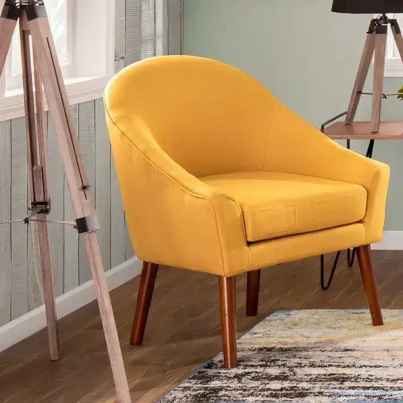 Modern armchair, red beech wood, linen or velvet fabric MS-11056