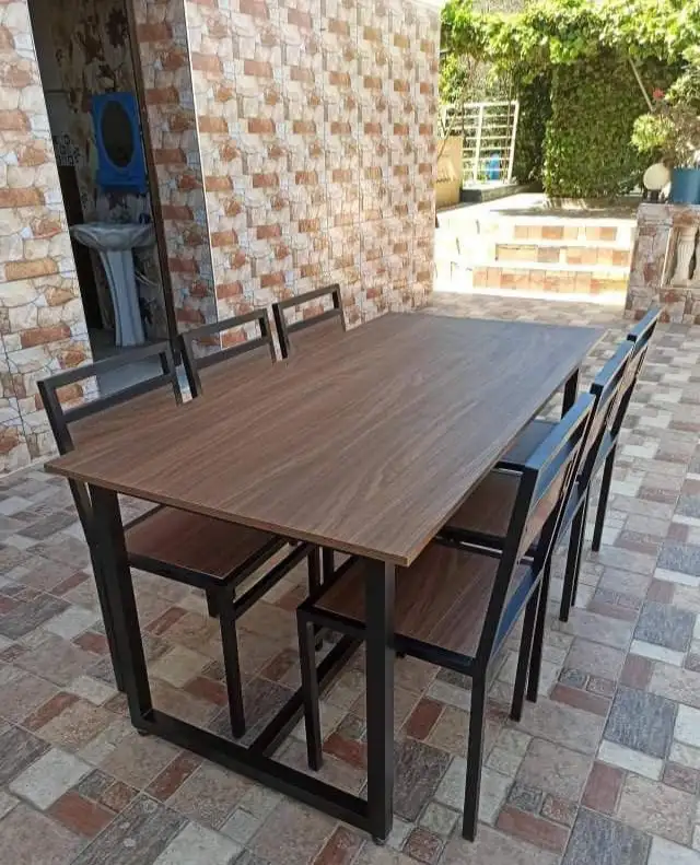 ترابيزة سفرة و 6 كراسي حديد دهان الكتروستاتيك وخشب كونتر MS-13059
