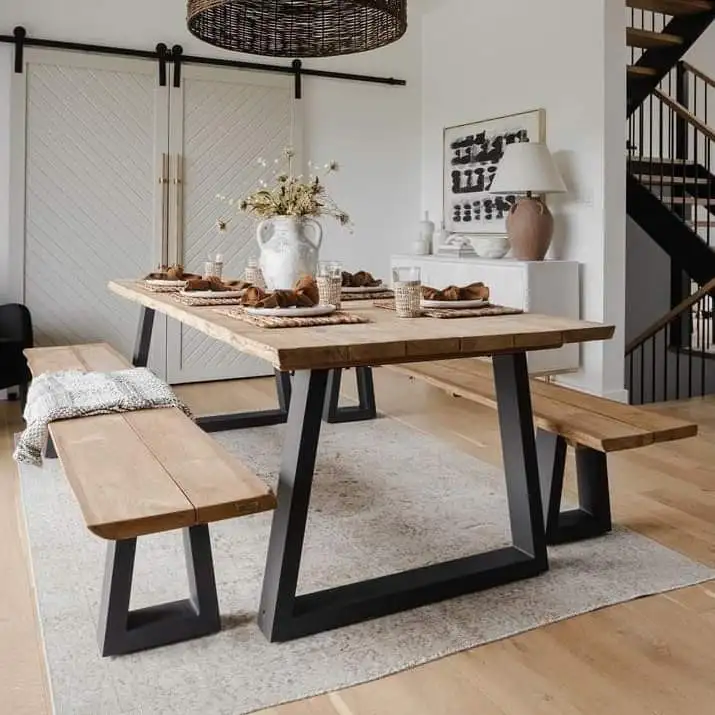 ترابيزة سفرة حديد دهان الكتروستاتيك و خشب طبيعي موسكي MS-11799