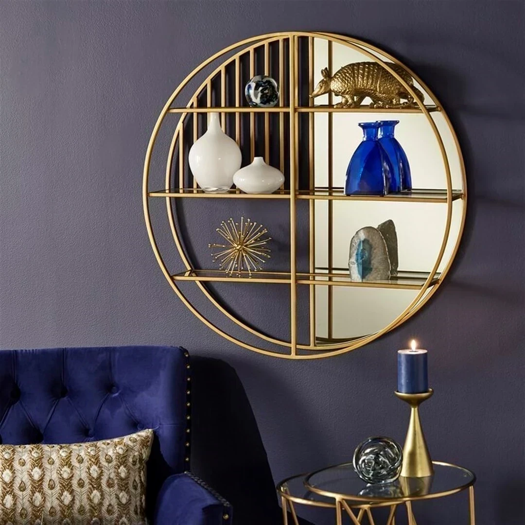 رف ديكور معلق مزود بمرايا حديد دهان الكتروستاتيك وزجاج عالي الجودة MS-13209