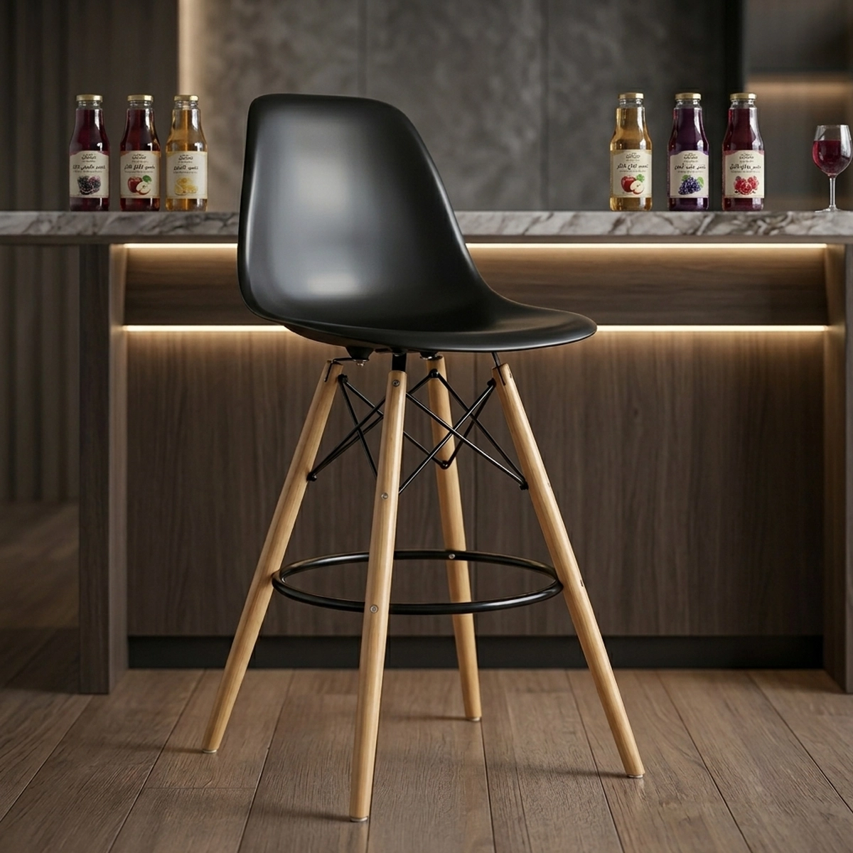 Acrylic and natural wood bar stool MS-9325