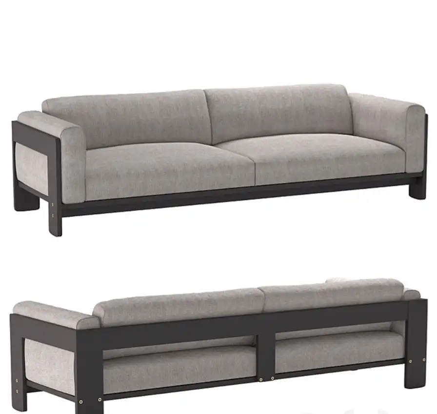 كنبة ثلاث مقاعد مودرن خشب زان أحمر و قماش كتان أو قطيفة MS-11920