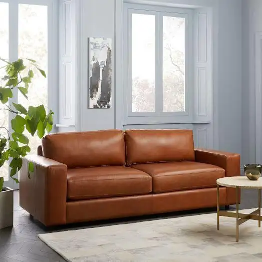 كنبة ثلاث مقاعد مودرن خشب زان أحمر وجلد مستورد MS-11163