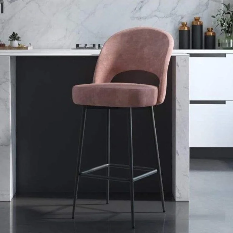 Modern bar chair made of steel with electrostatic paint and velvet fabric MS-11721