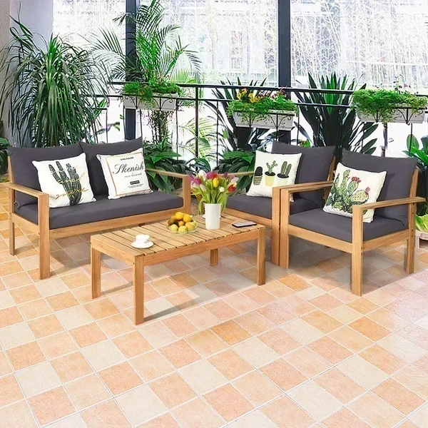 Red beech wood outdoor sofa set MS-10375