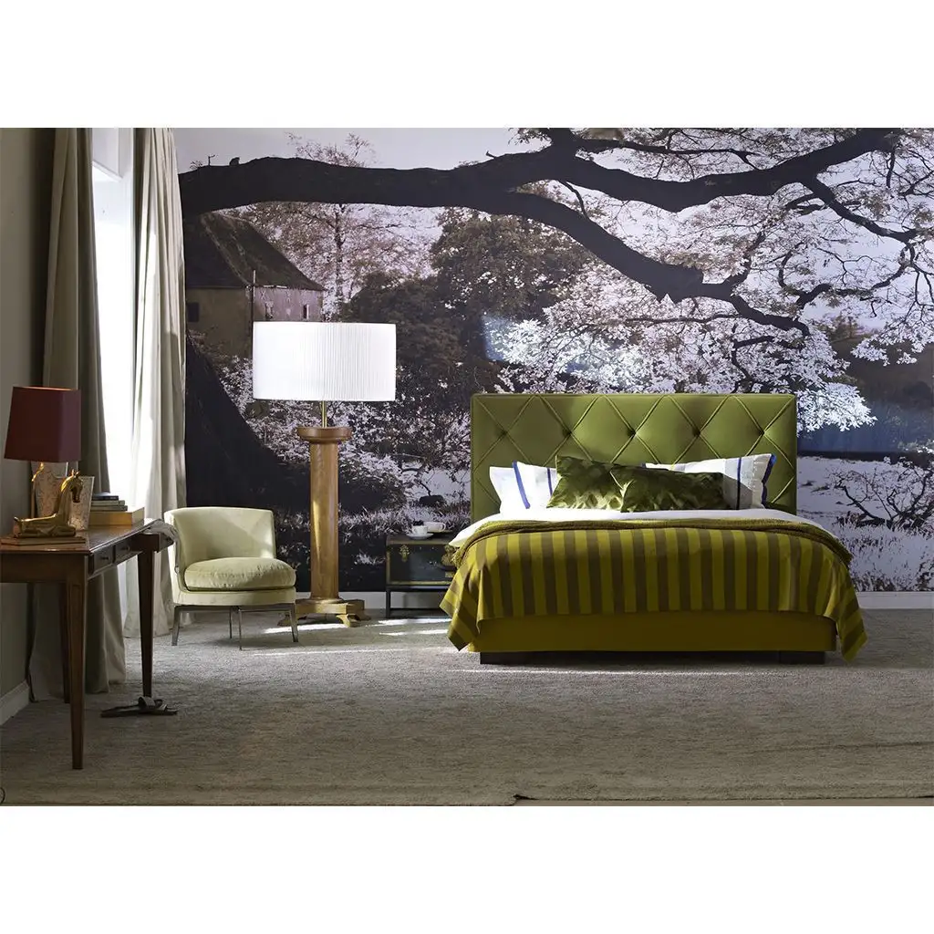 Modern Bed made of Natural Counter Wood and Oak MS-9349