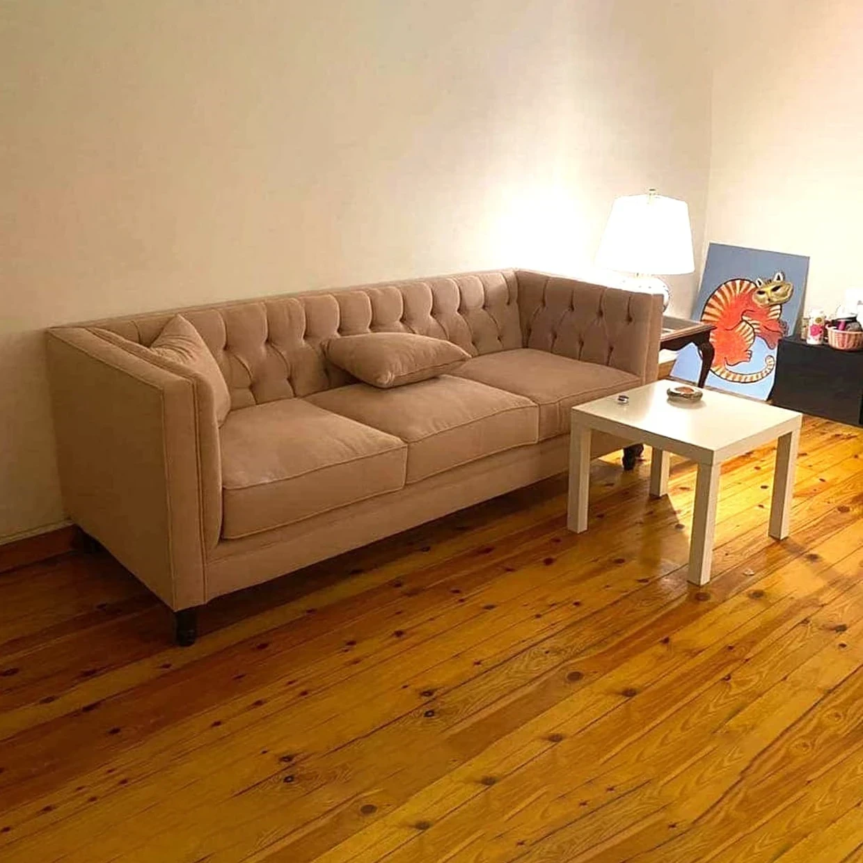 كنبة ثلاث مقاعد مودرن خشب زان أحمر وقماش كتان أو قطيفة MS-11121