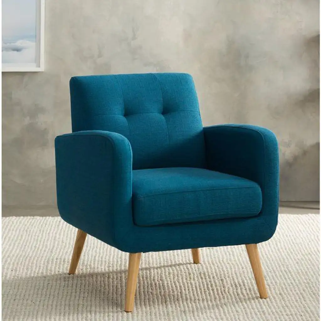 Modern armchair, red beech wood, linen or velvet fabric MS-11049