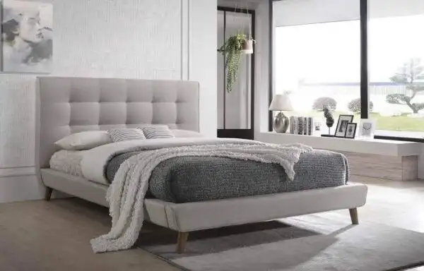 Capitone Bed made of Natural Counter Wood and Oak MS-9365