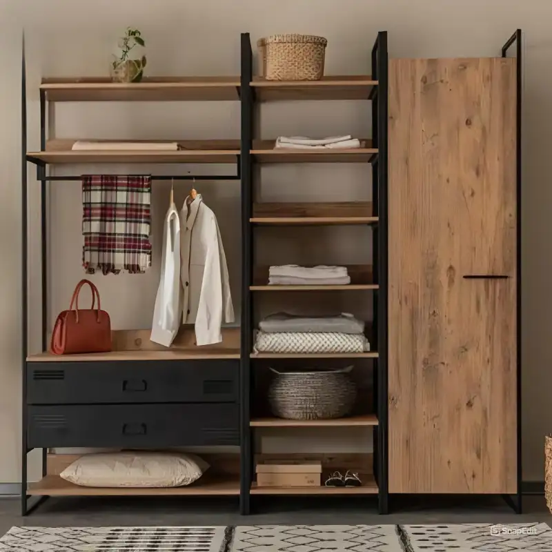 Dressing room 2 separate parts made of electrostatically treated metal and natural counter wood, high quality MS-11618