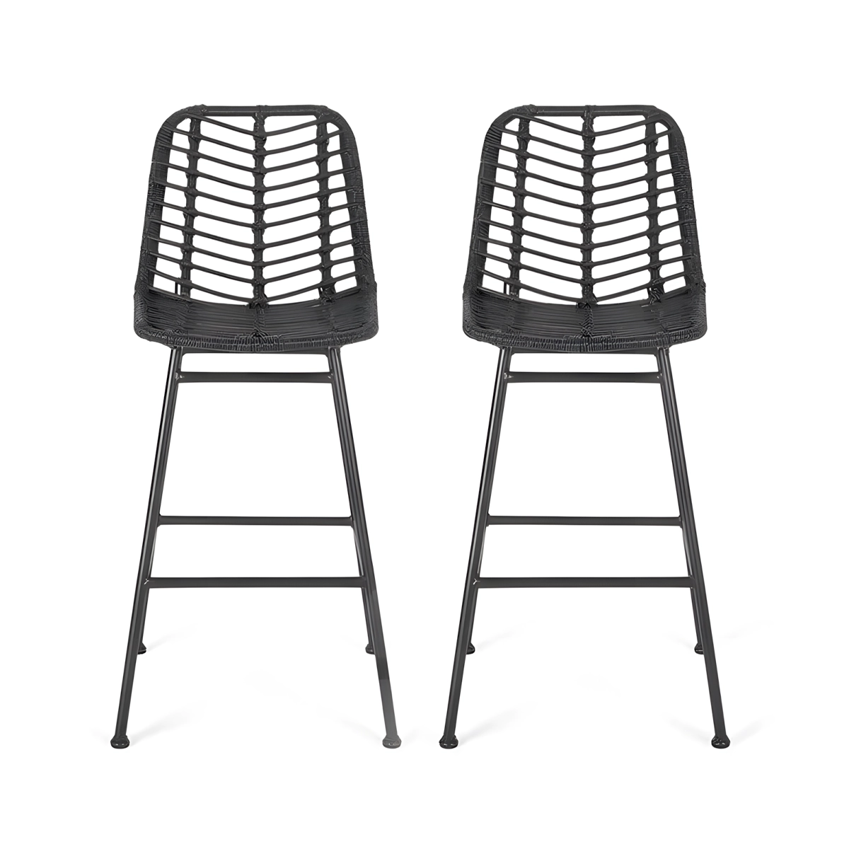 Electrostatic painted iron bar chair and rattan MS-10307