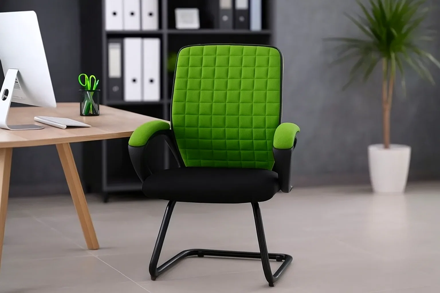 كرسي مكتب انتظار شبك طبي وجلد يرتكز على سي نيكل MS-9109