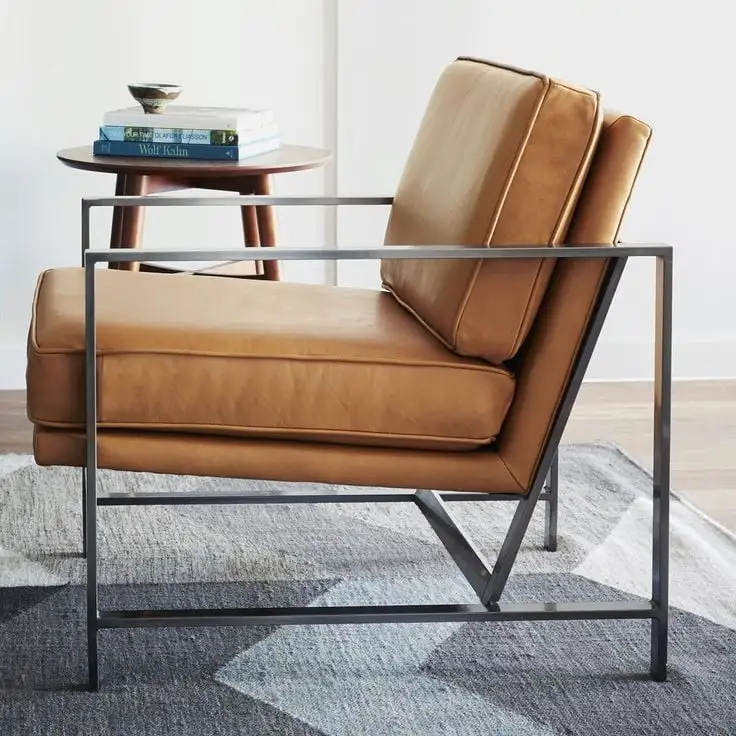Modern armchair, electrostatically treated metal and imported Turkish leather fabric MS-11877