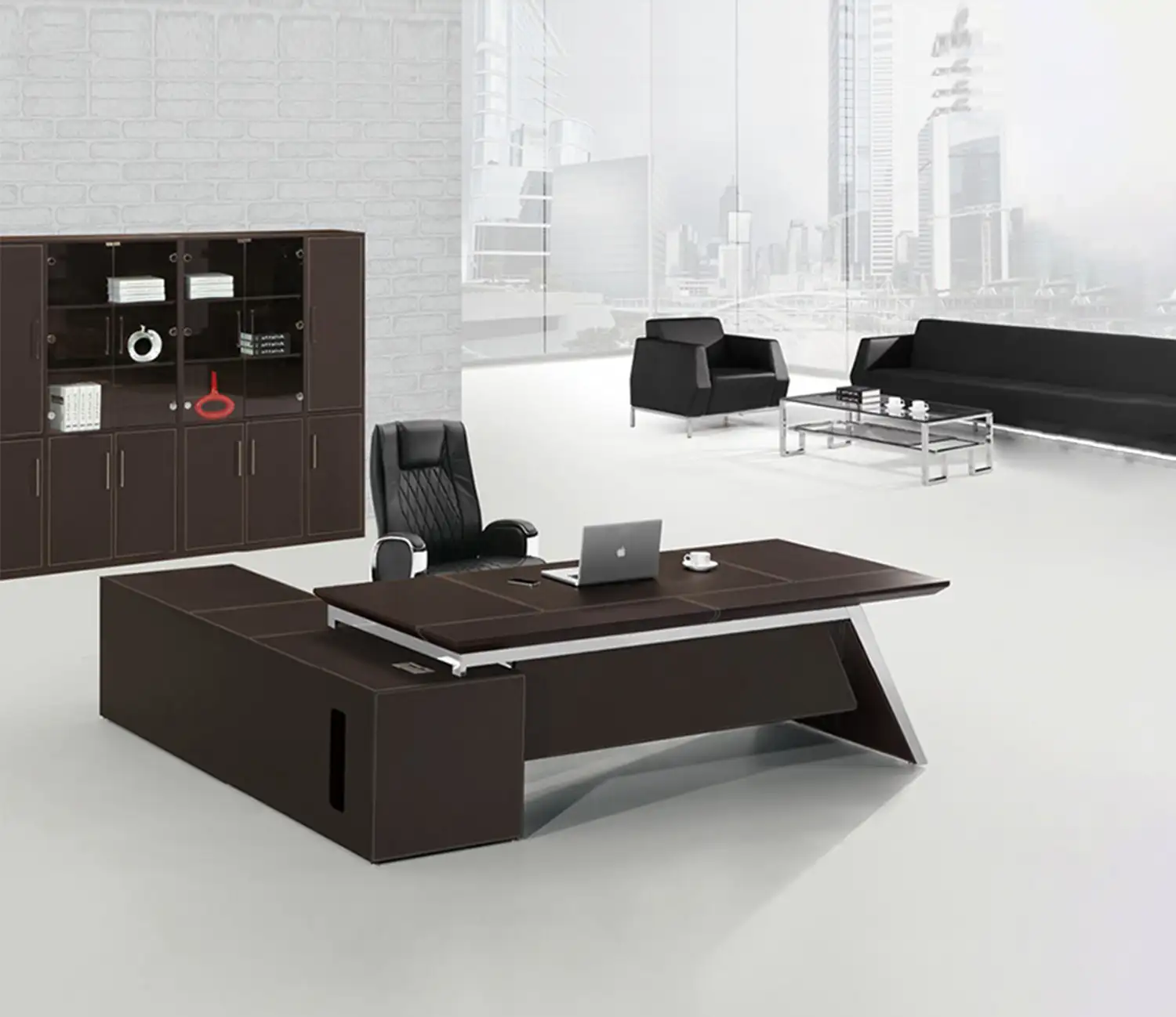 مكتب مدير مودرن (220 × 80 × 75 سم) مزود بسايد جانبي MS-8542