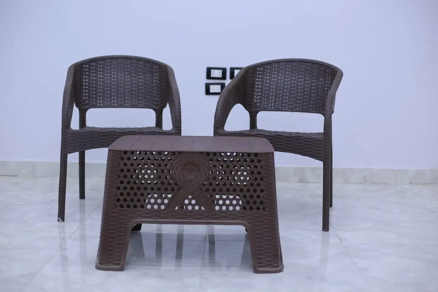 Al-Mamar Set 2 Chairs and Kayan Table made of High-Quality Plastic MS-9043